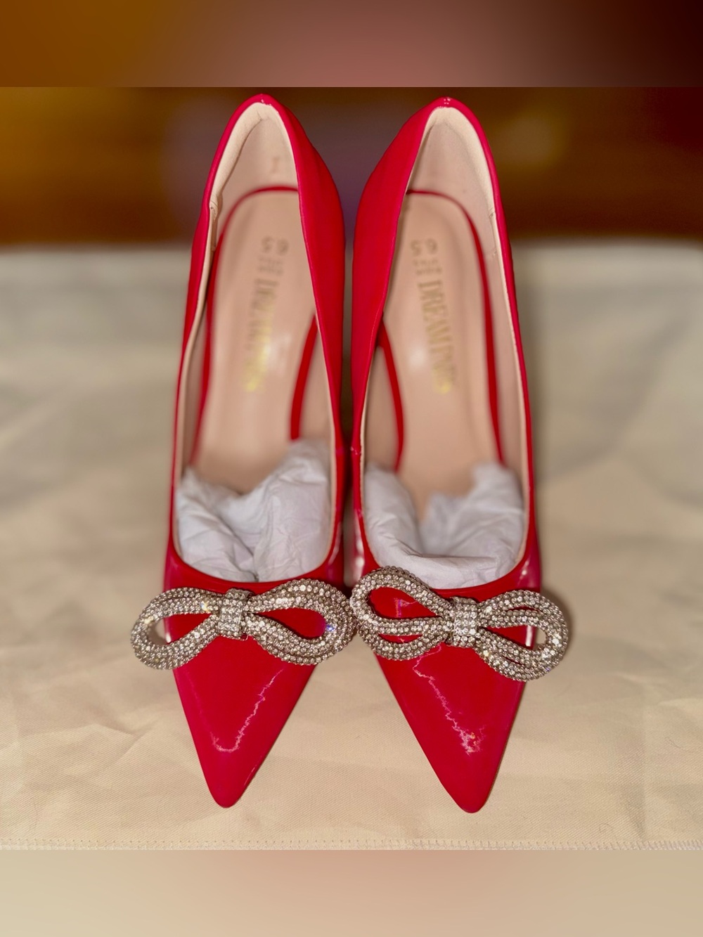 Dream Pairs Hot Pink Rhinestone Bow Stiletto Pumps Size 6.5